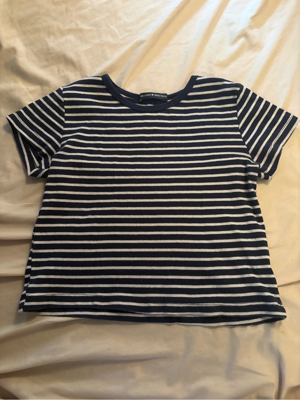 Brandy Melville Navy & White Striped Tee (100% COTTON)